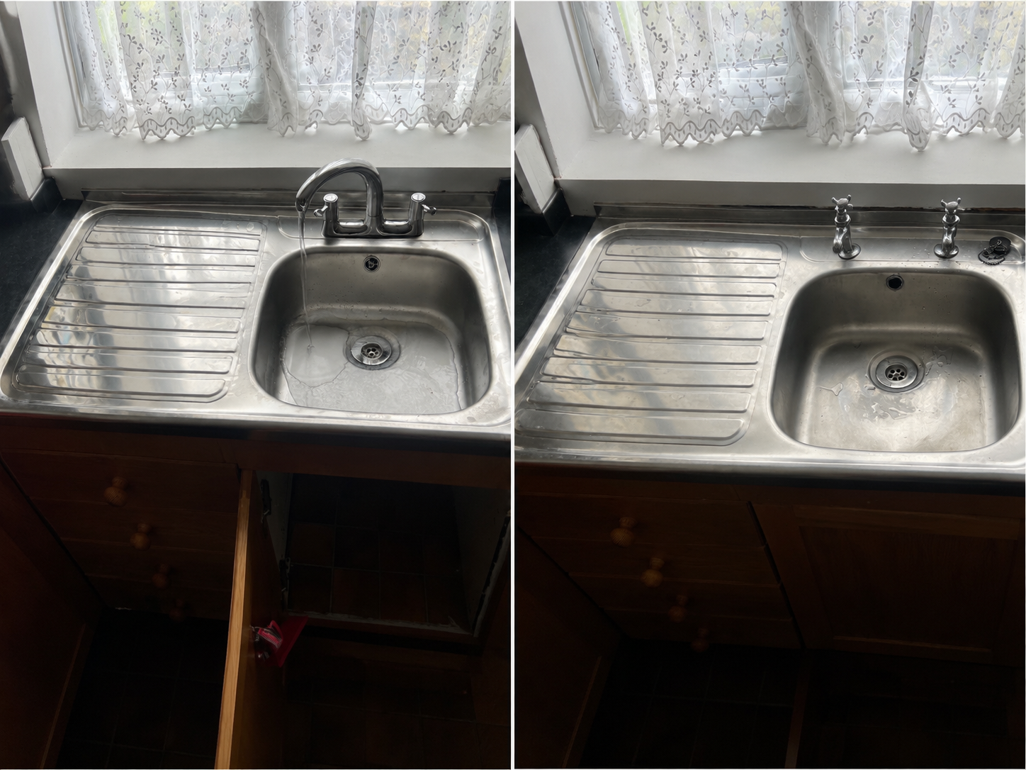 Kitchen sink replacement in Birmingham - before and after